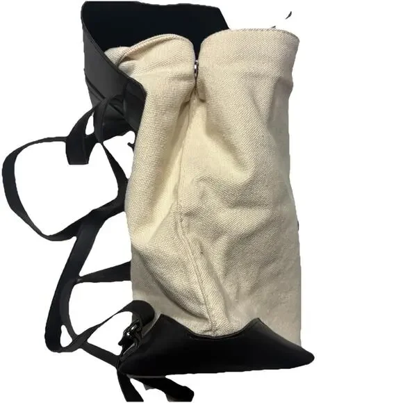 Deux Lux Anthropologie Canvas Vegan Leather Trim Backpack Strap Bag Lightweight - Picture 10 of 12